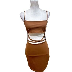 Blue Blush Los Angeles caramel Strappy cutout stretchy Mini Dress size medium